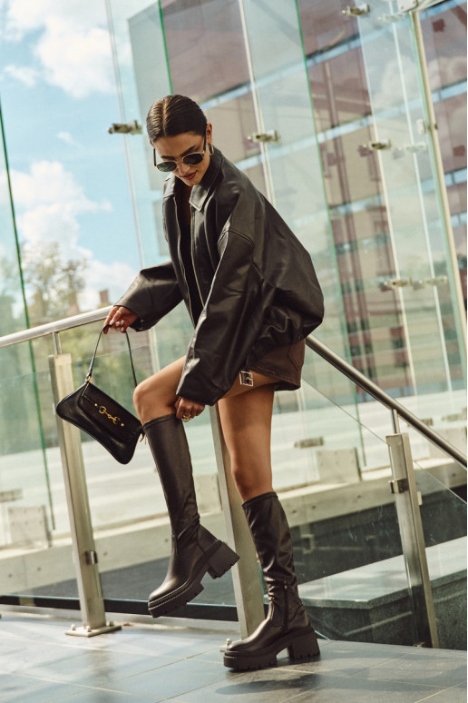 Bottes montantes pour femmes à talons massifs et plateforme à enfiler couleur marron Florinne Bottes montantes pour femmes à talons massifs et plateforme à enfiler couleur marron Florinne