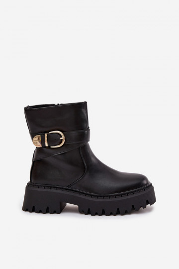 réchauffer Bottes pour femmes avec boucles dorées couleur noire Elanore 2