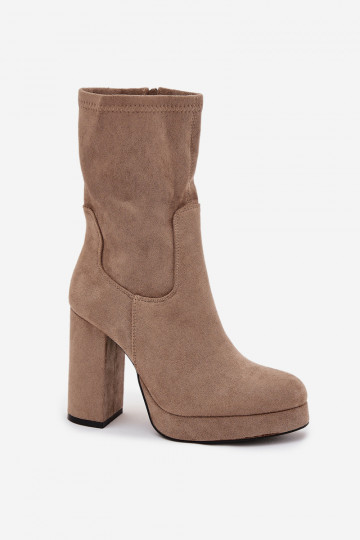 Bottes pour femmesen daim écologiqueu beige Carolina