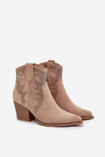 Stiefel im CoZuboy-Stil Feminin sich Zuarm laufen Mit Dekoration mit Absätzen Beige Arabella