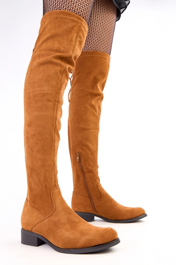 Bottes longues marron à semelle plate Heloren