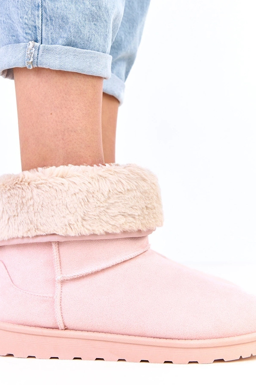 Bottes de neige roses avec fourrure...