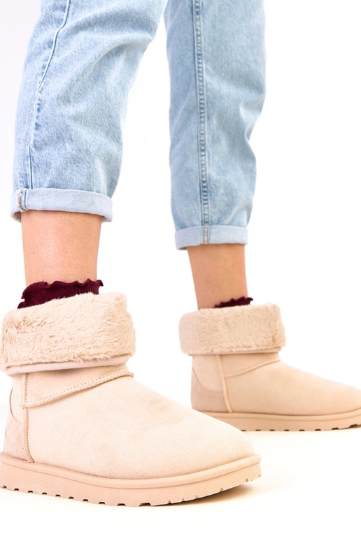 Zandkleurige sneeuwlaarzen met bont...