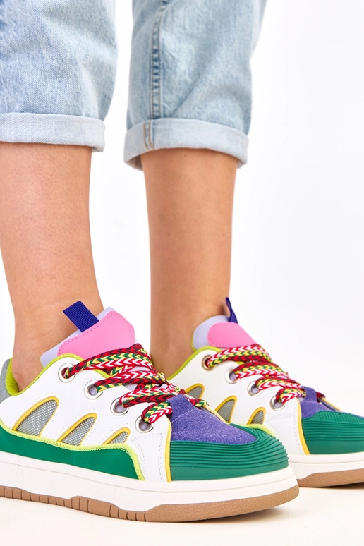 Groene sneakers met dikke veters Neolis