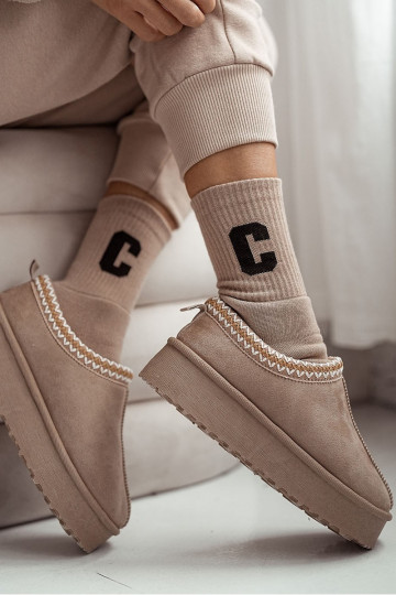 Chaussettes Féminin FrotteLiterą C beige