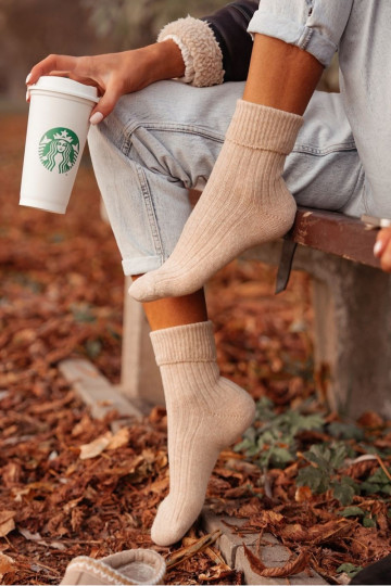 Chaussettes Féminin DANSełniane beige