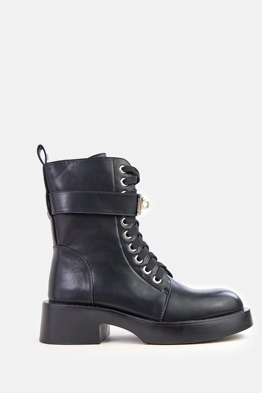 Schwarze Ankle Boots mit metallischem...