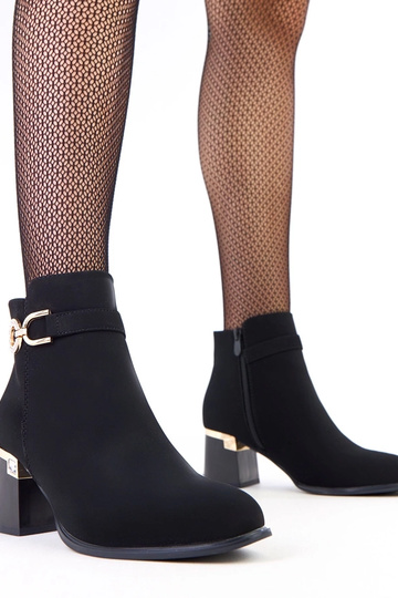 Zwarte elegante laarzen met matte eco-leer versieringen Kaletto