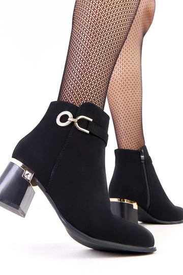 Schwarze elegante Stiefeletten mit matten Eco-Leder-Verzierungen Kaletto 2