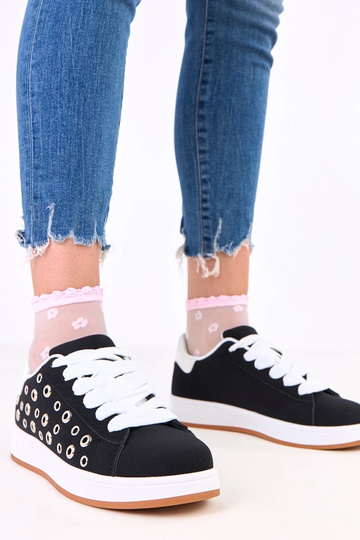 Zwarte sneakers op platform...