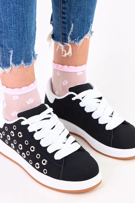Schwarze Sneakers mit Plattform und... Schwarze Sneakers mit Plattform und...