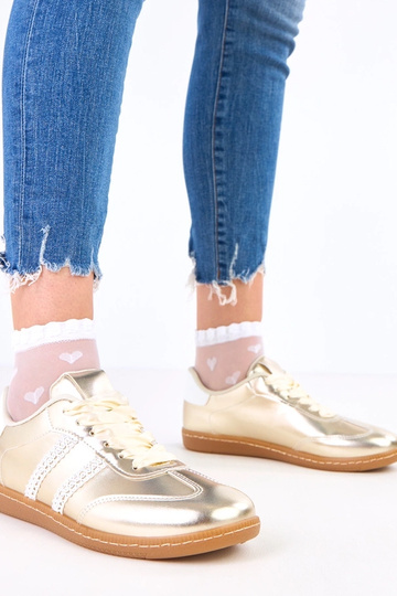 Baskets dorées pour femmes avec lacets satinés Madres