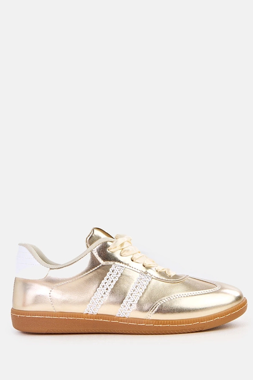 Gouden dames sneakers met satijnen...