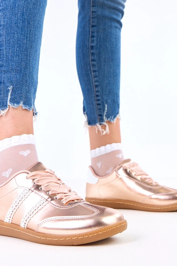 Champagnerfarbene Damen-Sneakers mit satinierten Schnürsenkeln Madres