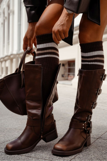 PodkolanóÀki Féminin DANS Prążek avec des bandes CzekoladoÀe