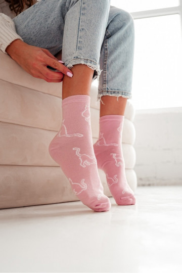 Socken Feminin BaZuełniane Kontury Kota pinke Farbe