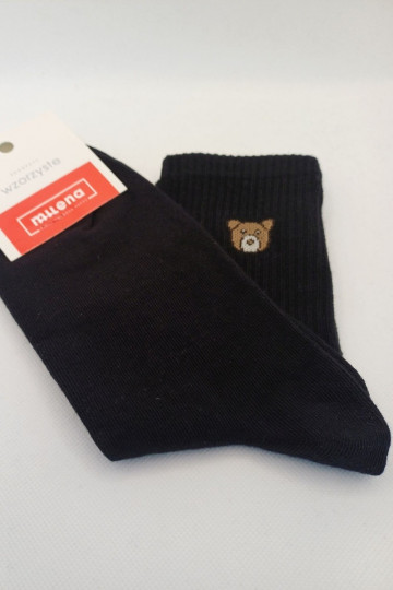 Damen schwarze Socken „Bärchen"