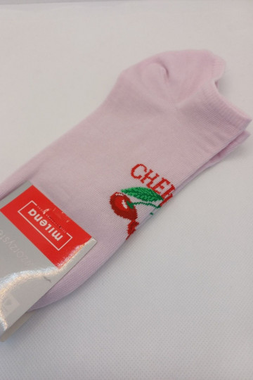 Dames roze enkelsokken „KERSEN"