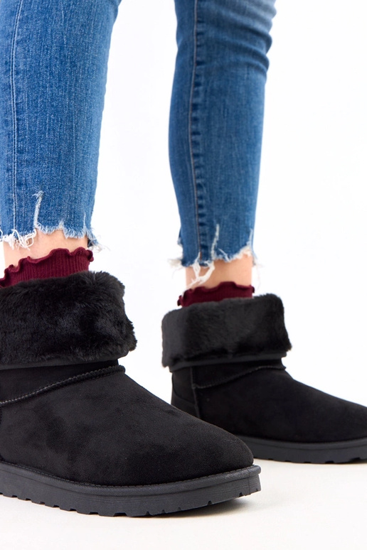 Bottes de neige noires avec fourrure...