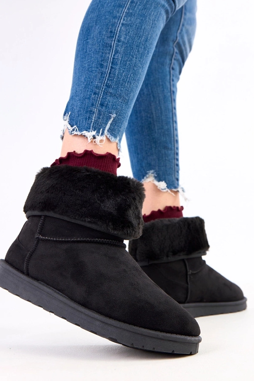 Bottes de neige noires avec fourrure...