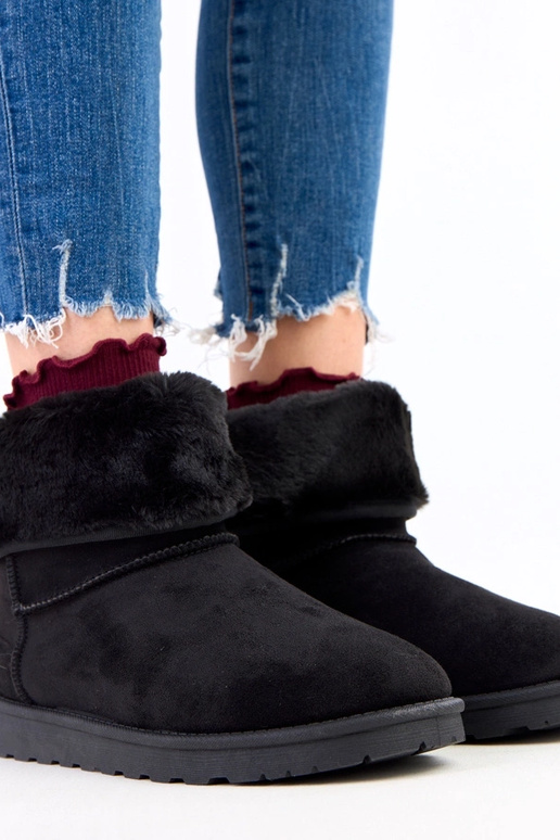Bottes de neige noires avec fourrure...