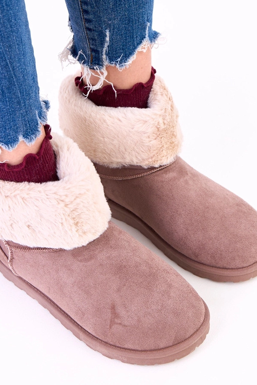 Braune Schneestiefel mit Fell auf...