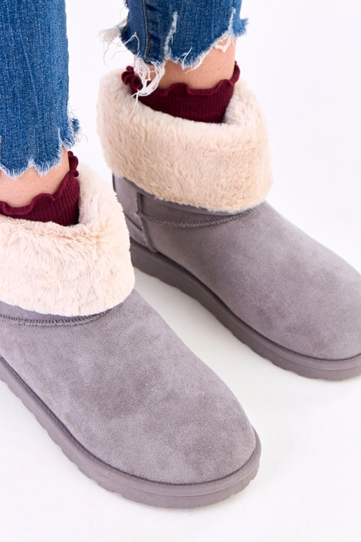 Grijze sneeuwlaarzen met bont op...