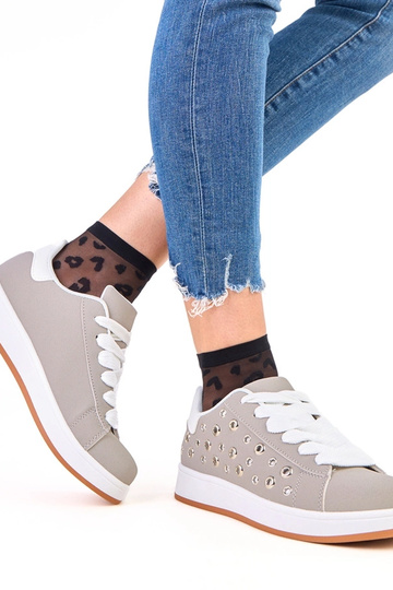 Graue Sneakers auf Plattform mit Nieten Adelis 2