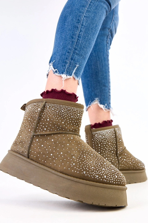 Bottes de neige vertes avec zircon...