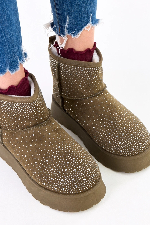 Bottes de neige vertes avec zircon...