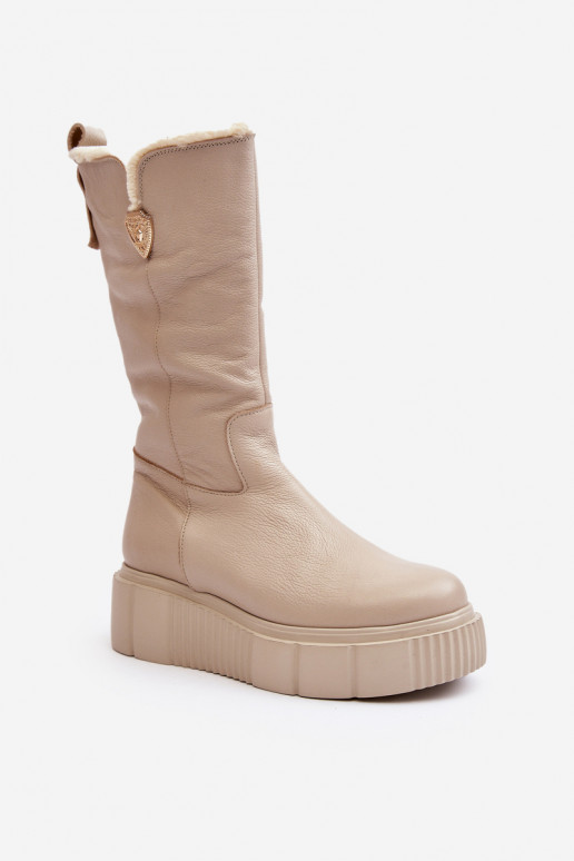 Féminin Peau bottes Avec Vilna beige Bayla