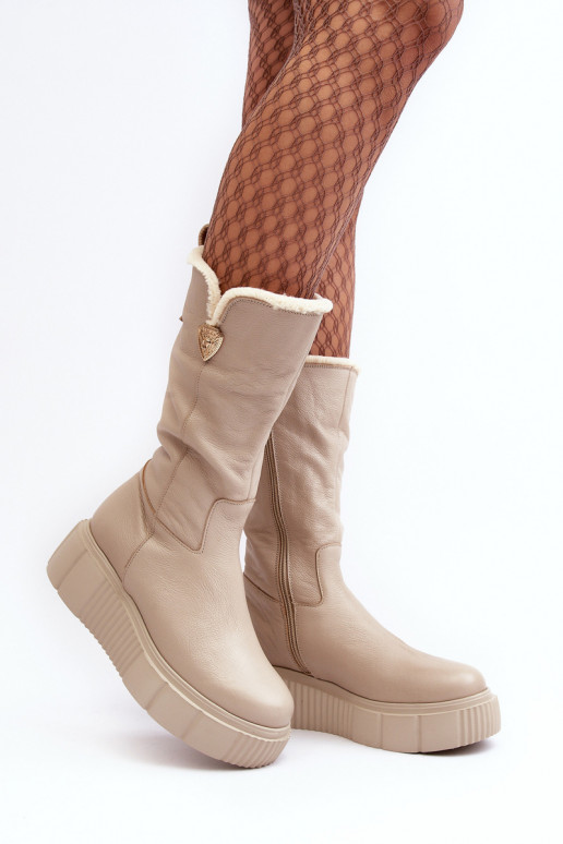 Féminin Peau bottes Avec Vilna beige Bayla