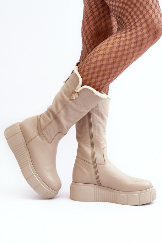Féminin Peau bottes Avec Vilna beige Bayla