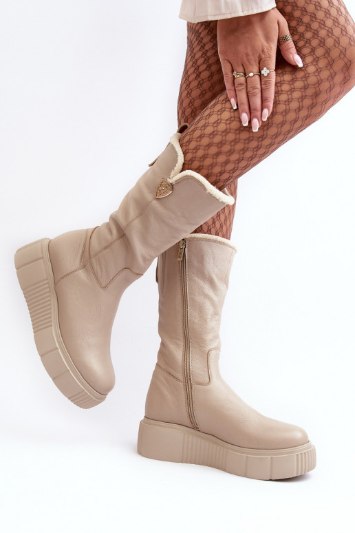 Féminin Peau bottes Avec Vilna beige Bayla