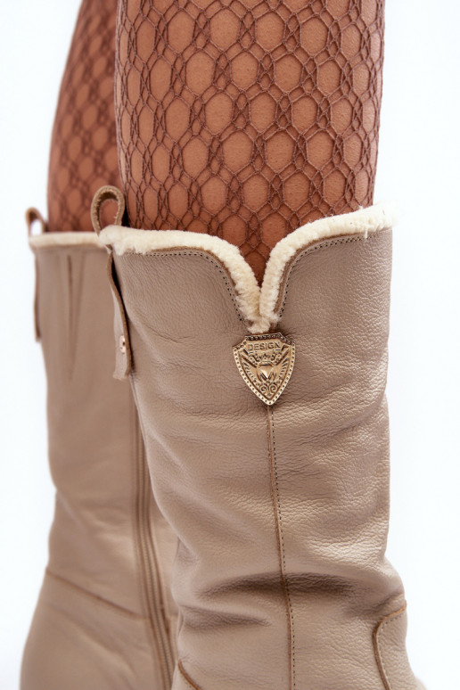 Dames Leer laarzen Met INol beige Bayla