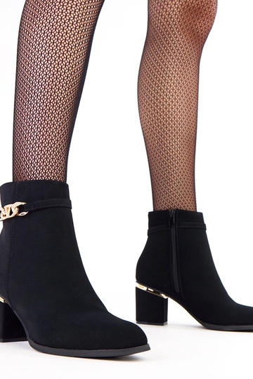 Bottines noires en simili cuir mat avec décor doré „Klares" 2
