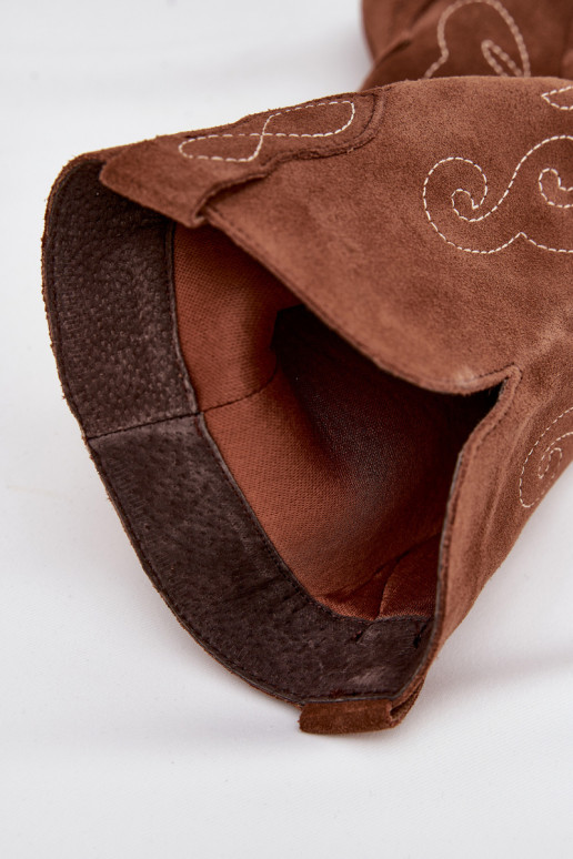 en daim bottes style coÀ-boy Féminin avec des talons marron Karira