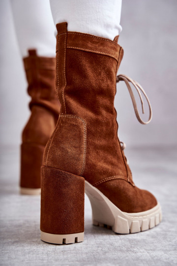 Dames Suede schoenen met platform bruine kleur Edna 2