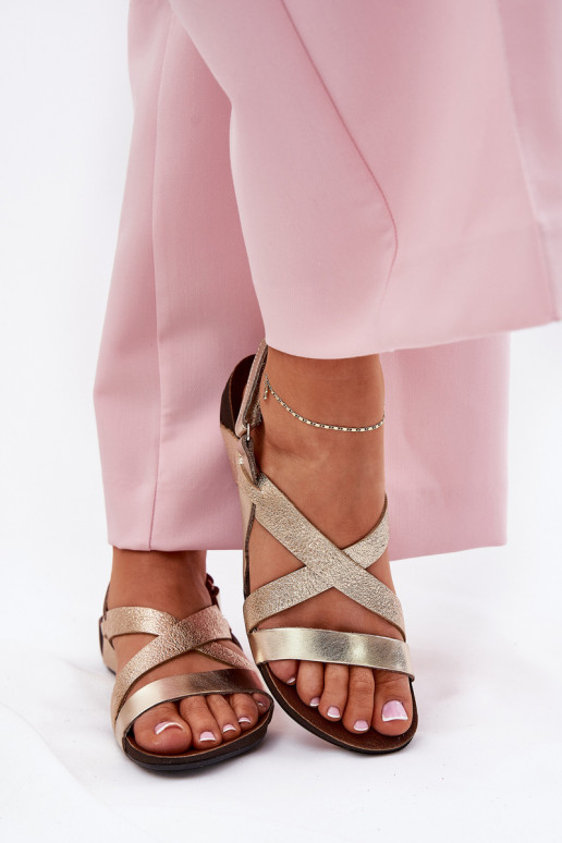 gleichschenklig Damensandalen Feminin Zazoo 40032 goldene Farbe