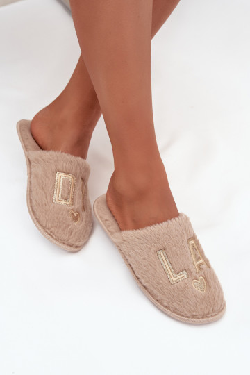 Sandkleurige dames slippers met bont „LADY Vinceza 19958" 2
