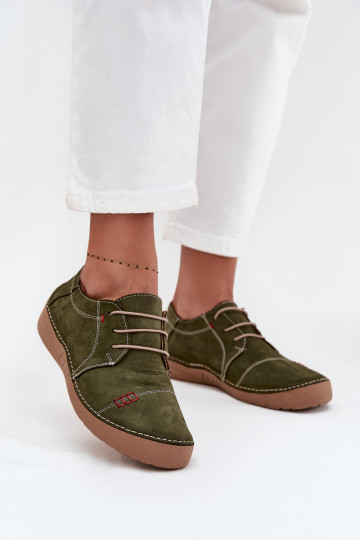 Leer schoenen DamesPrzeszyciami Artiker 57C2112 groene kleur 2