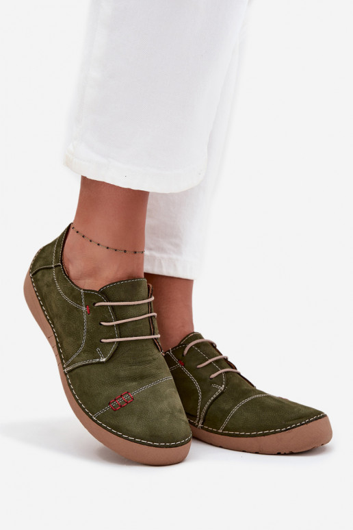 Leer schoenen DamesPrzeszyciami Artiker 57C2112 groene kleur
