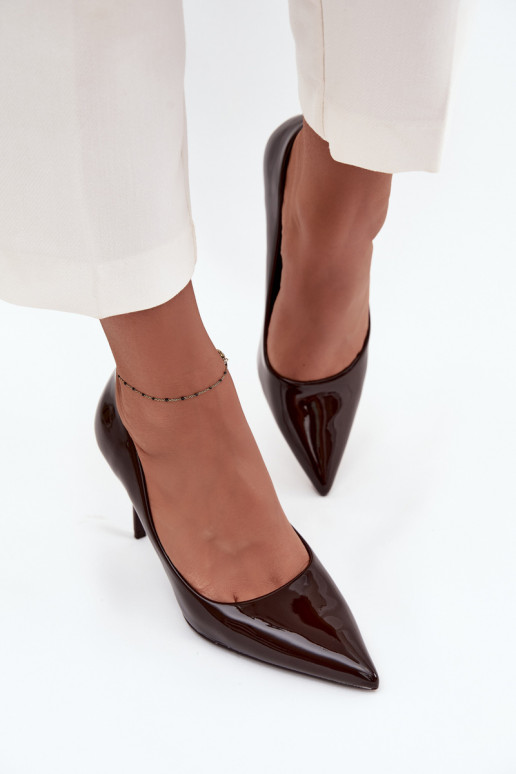 avec effet vernis Eko Peau chaussures à talons hauts Féminin Ze Szpiczastymi Noskami CzekoladoÀe Jadira avec effet vernis Eko Peau chaussures à talons hauts Féminin Ze Szpiczastymi Noskami CzekoladoÀe Jadira