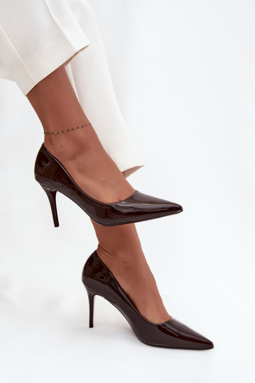 avec effet vernis Eko Peau chaussures à talons hauts Féminin Ze Szpiczastymi Noskami CzekoladoÀe Jadira avec effet vernis Eko Peau chaussures à talons hauts Féminin Ze Szpiczastymi Noskami CzekoladoÀe Jadira