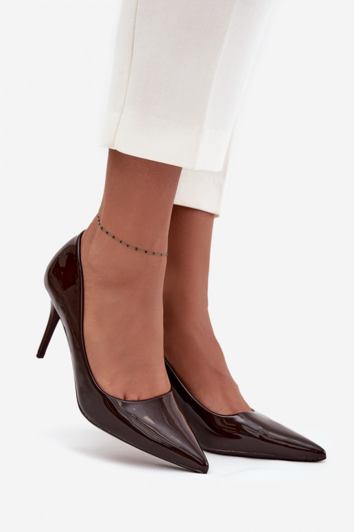 avec effet vernis Eko Peau chaussures à talons hauts Féminin Ze Szpiczastymi Noskami CzekoladoÀe Jadira avec effet vernis Eko Peau chaussures à talons hauts Féminin Ze Szpiczastymi Noskami CzekoladoÀe Jadira