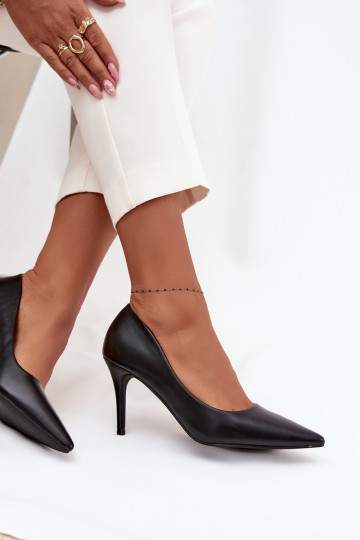 hochhackige Schuhe Feminin aus Öko-Leder schZuarze Farbe Sivana