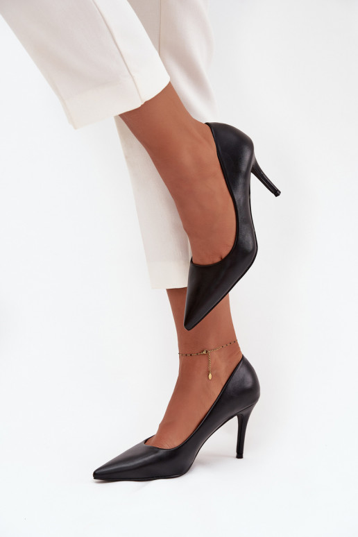 hochhackige Schuhe Feminin aus Öko-Leder schZuarze Farbe Sivana