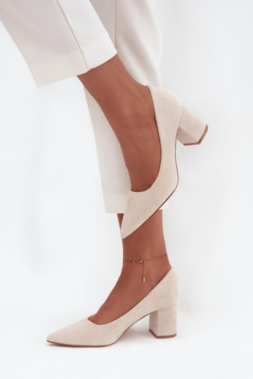 Schuhe Feminin Ze Szpiczastymi Noskami mit Absätzen Beige Pavira