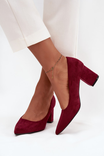Schuhe Feminin Ze Szpiczastymi Noskami mit Absätzen Burgund Pavira 2