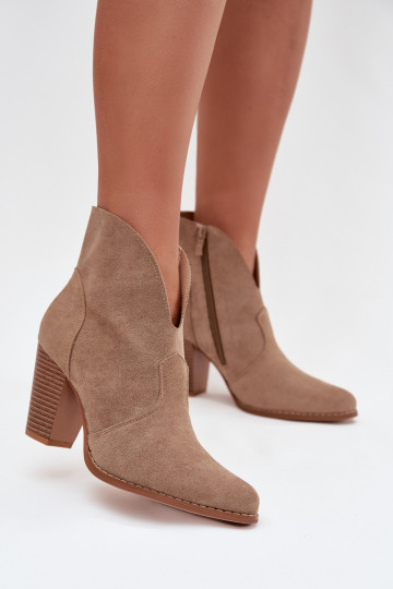 Bottes pour femmesen daim écologiqueu beige Elvirae 2
